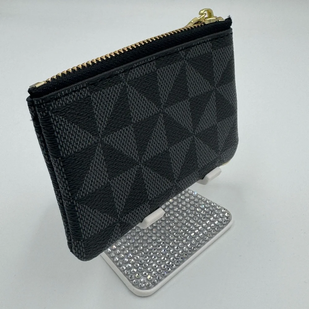 Black Geometric Patterned Keychain Wallet NWOT